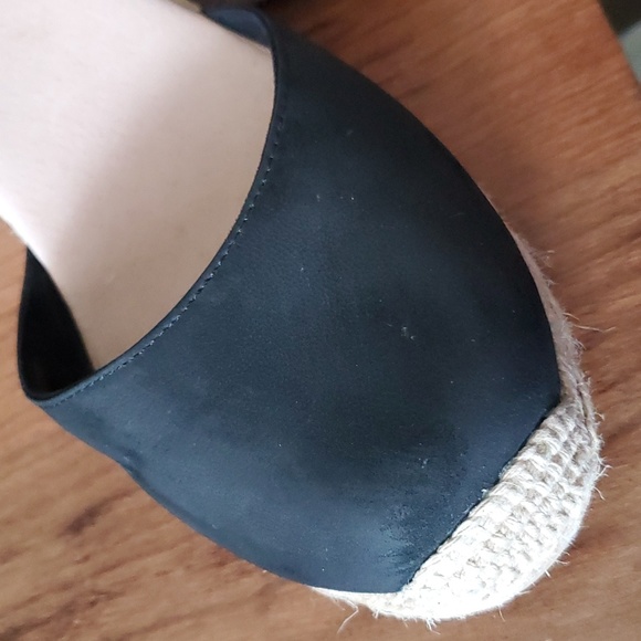 Me Too Soho Bethany Black Leather Espadrille Wedge  Sandal 3.5" Heel Women 9.5 - Picture 8 of 8